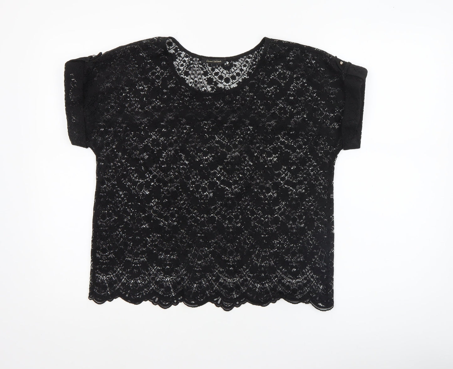 Womens UK Size 12 River Island Black Cropped Blouse