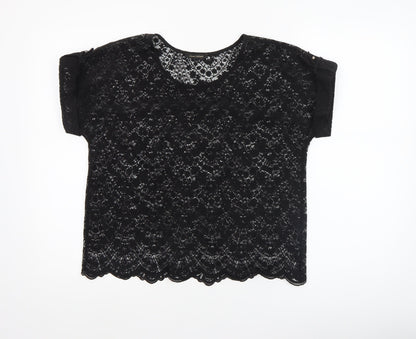 Womens UK Size 12 River Island Black Cropped Blouse