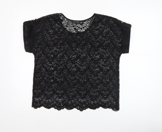 Womens UK Size 12 River Island Black Cropped Blouse