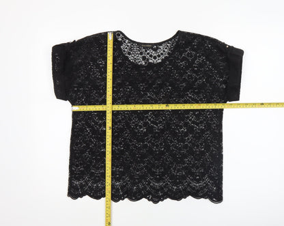 Womens UK Size 12 River Island Black Cropped Blouse