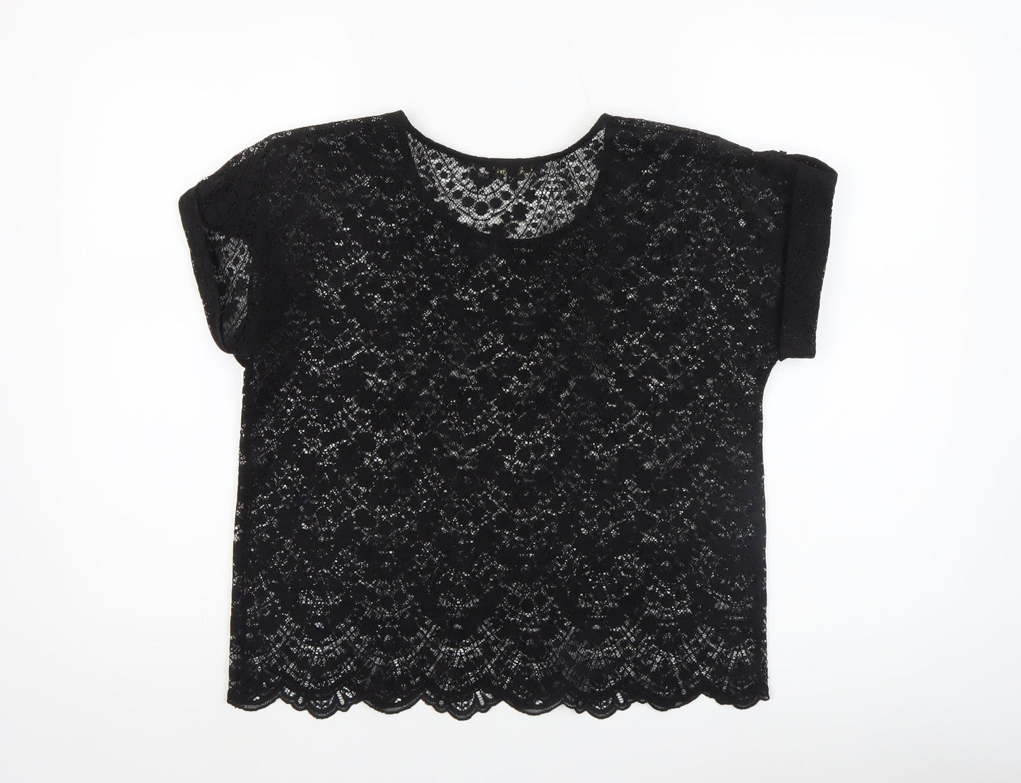 Womens UK Size 12 River Island Black Cropped Blouse