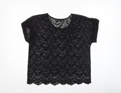 Womens UK Size 12 River Island Black Cropped Blouse