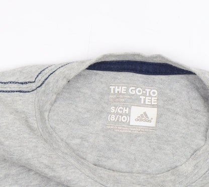 Adidas Boys Grey T-Shirt Size 8/10 The Go-To Tee Crew Neck Casual Top