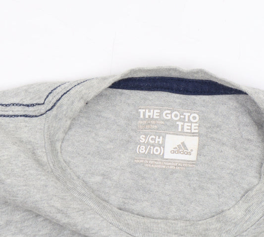 Adidas Boys Grey T-Shirt Size 8/10 The Go-To Tee Crew Neck Casual Top