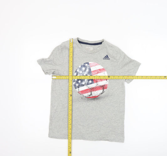 Adidas Boys Grey T-Shirt Size 8/10 The Go-To Tee Crew Neck Casual Top