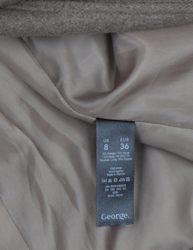 Womens UK Size 8 George Beige Overcoat
