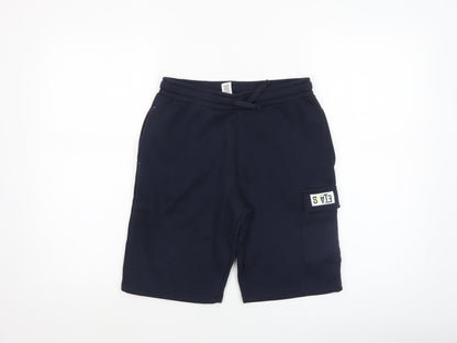 Dunnes Stores Boys Blue Cargo Shorts 27in Elastic Waist Casual Summer