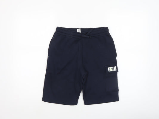 Dunnes Stores Boys Blue Cargo Shorts 27in Elastic Waist Casual Summer