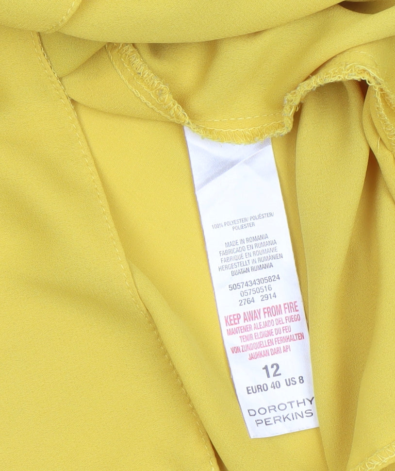 Womens UK Size 12 Dorothy Perkins Yellow Tunic Blouse