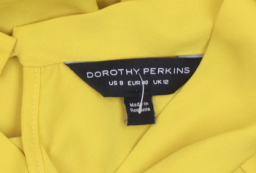Womens UK Size 12 Dorothy Perkins Yellow Tunic Blouse