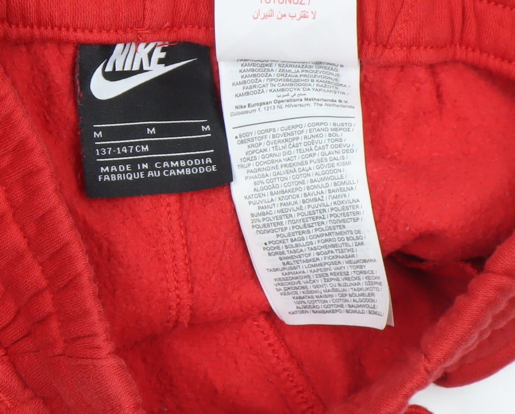 Boys UK Size 10-11 Years Nike Regular Fit Jogger Red Trousers