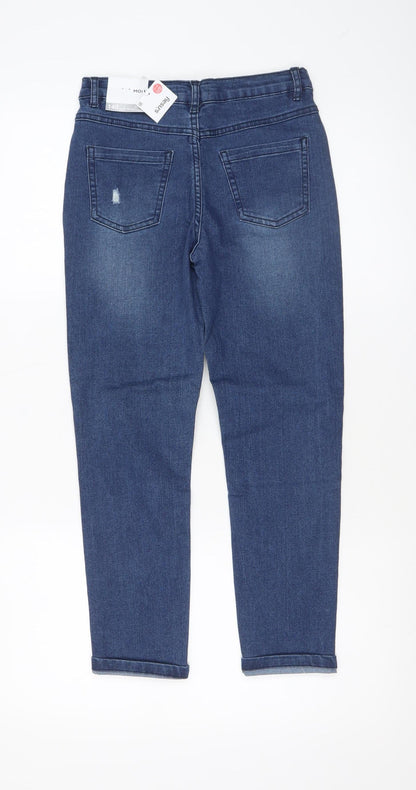 Sinsay Girls Blue Embroidered Skinny Jeans 10 Years Cotton Denim