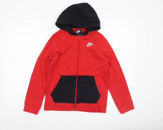 Boys UK Size 12-13 Years Nike Red Full Zip Hoodie