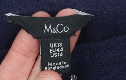 Womens UK Size 18 M&Co Blue Pullover Jumper