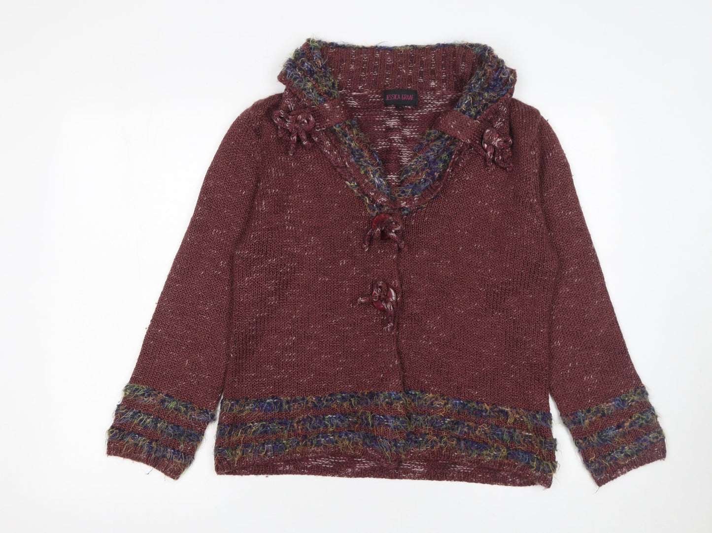 Womens UK Size M Jessica Graaf Brown Cardigan Jumper