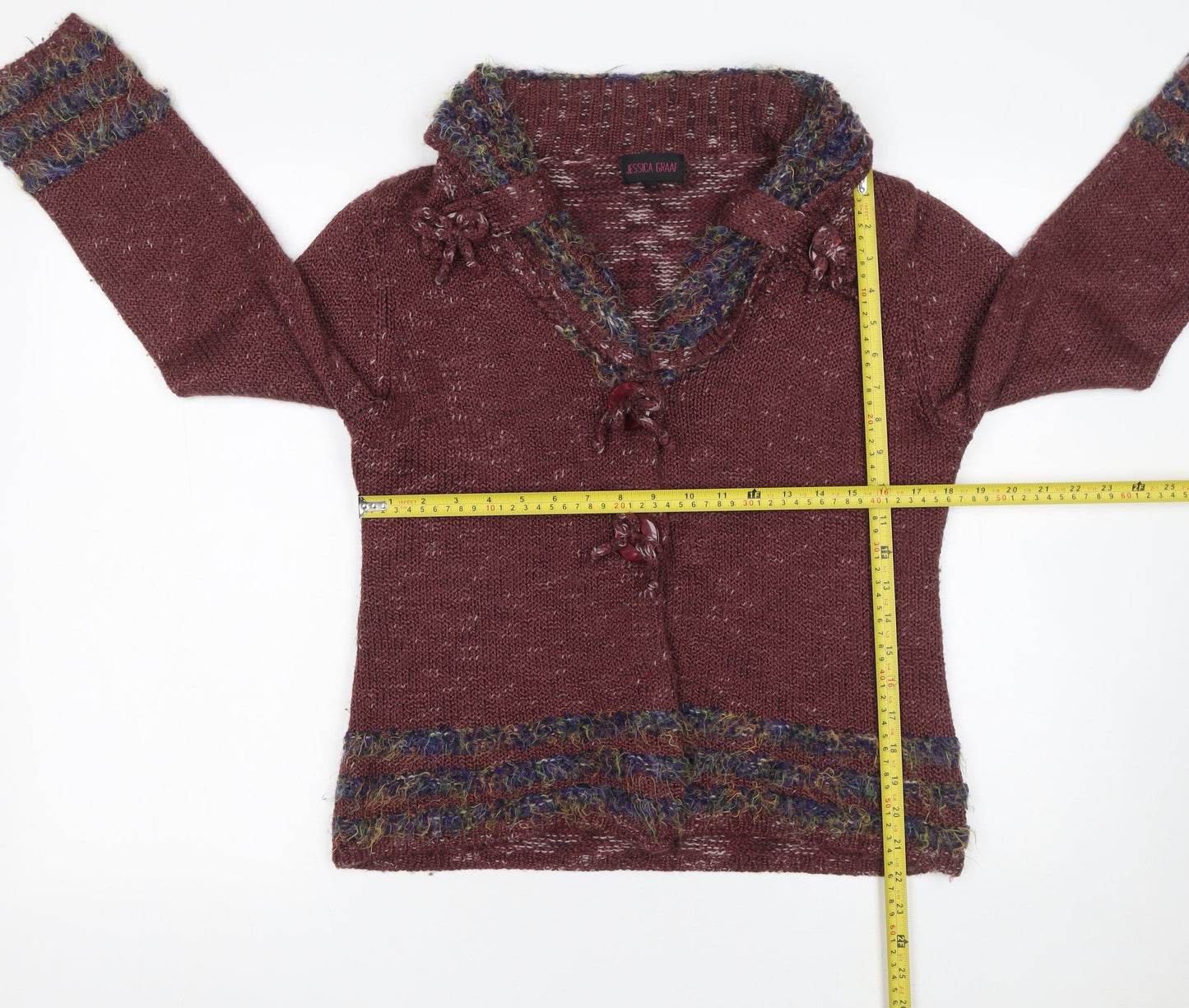 Womens UK Size M Jessica Graaf Brown Cardigan Jumper