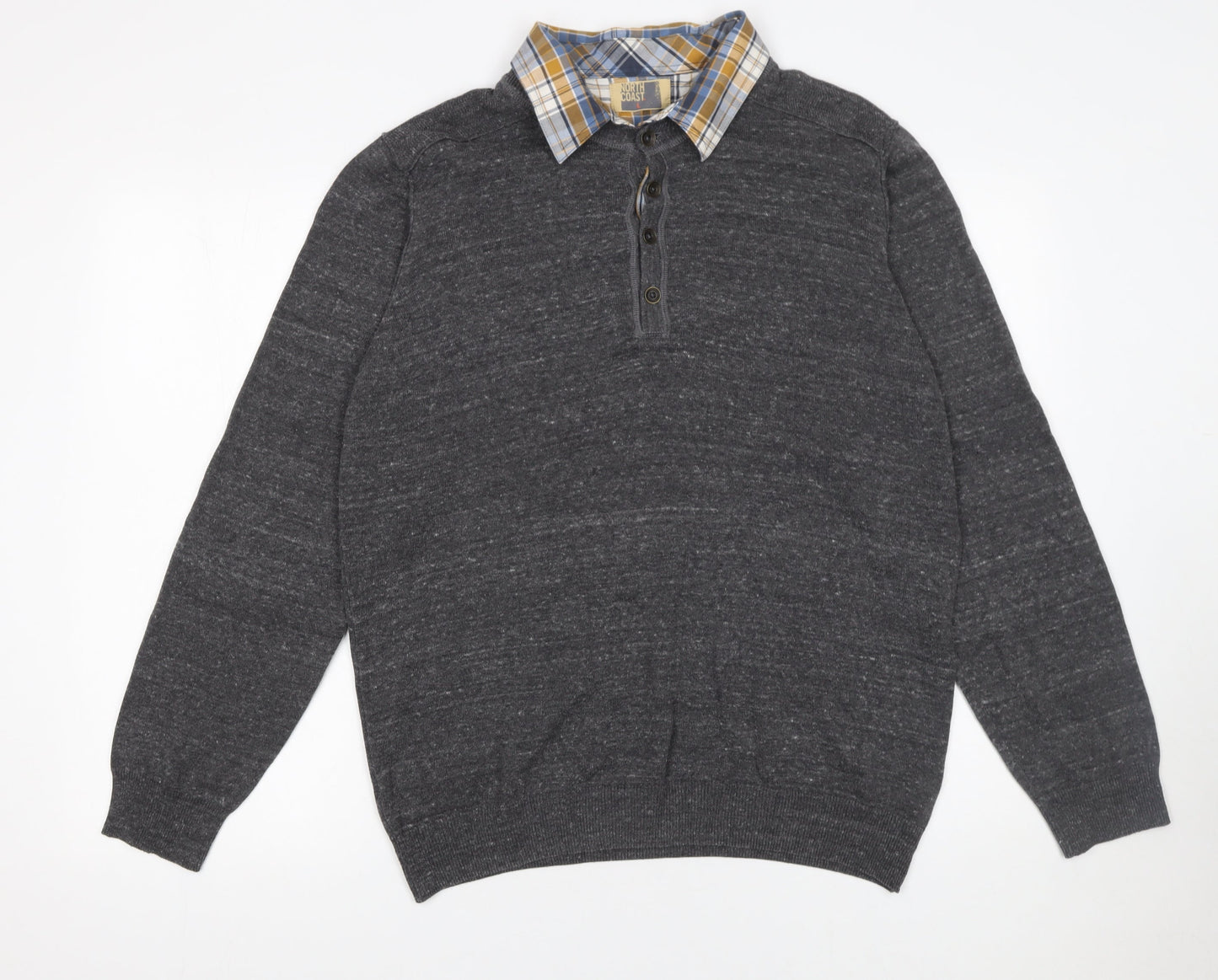 Mens UK Size L Marks and Spencer Grey Henley Jumper