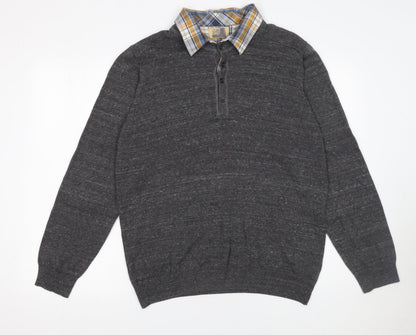 Mens UK Size L Marks and Spencer Grey Henley Jumper