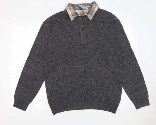 Mens UK Size L Marks and Spencer Grey Henley Jumper