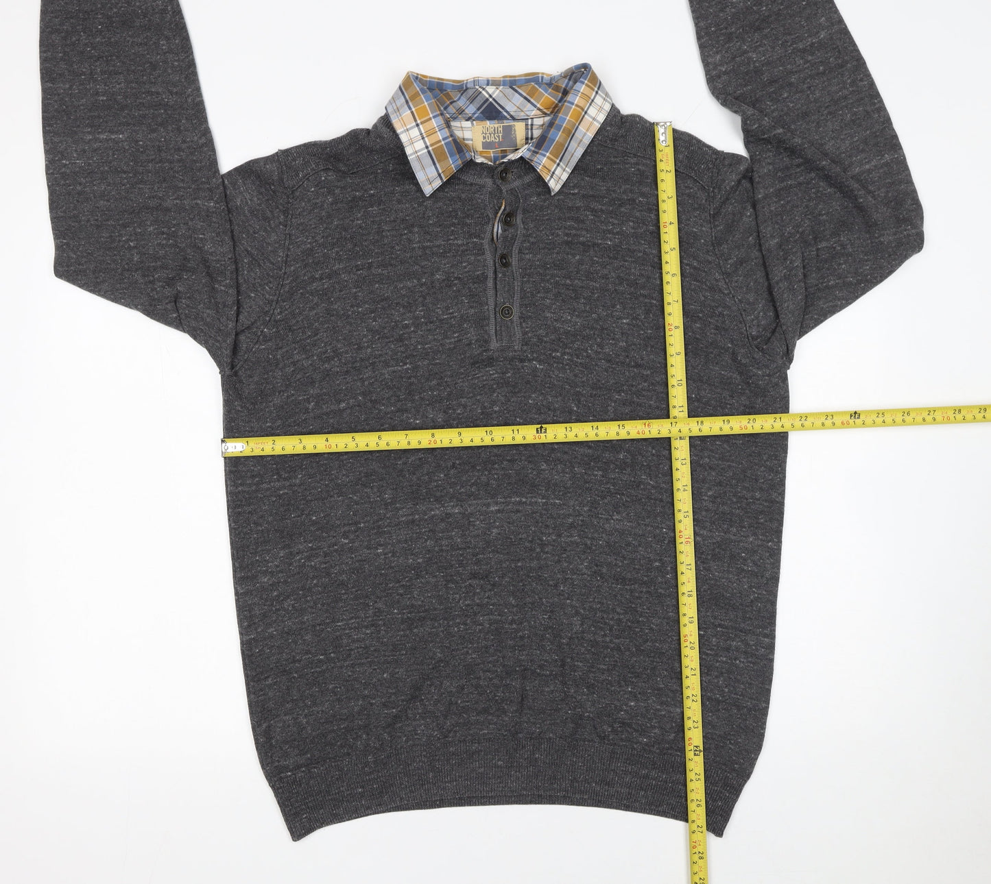 Mens UK Size L Marks and Spencer Grey Henley Jumper