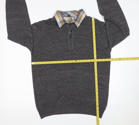 Mens UK Size L Marks and Spencer Grey Henley Jumper
