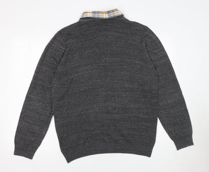Mens UK Size L Marks and Spencer Grey Henley Jumper