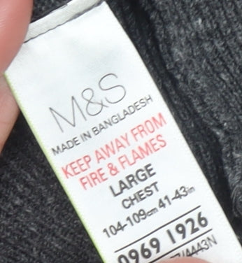 Mens UK Size L Marks and Spencer Grey Henley Jumper