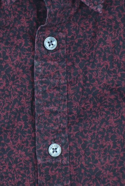 Michael Kors Men's Red Floral Slim Fit Long Sleeve Button-Up Shirt XL