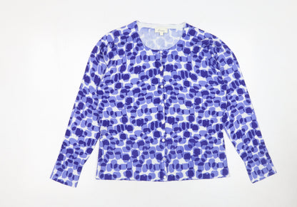 Linea Women’s Blue Geometric Lightweight Knit Cardigan Size L