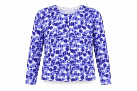 Linea Women’s Blue Geometric Lightweight Knit Cardigan Size L