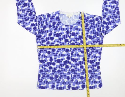 Linea Women’s Blue Geometric Lightweight Knit Cardigan Size L