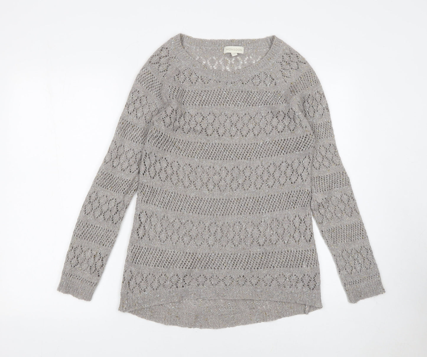 Womens UK Size S Monsoon Grey Pullover Jumper