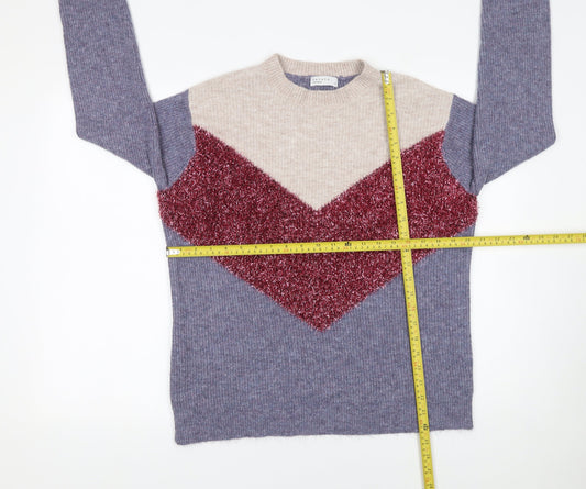 Womens UK Size M Papaya Multicoloured Pullover Jumper