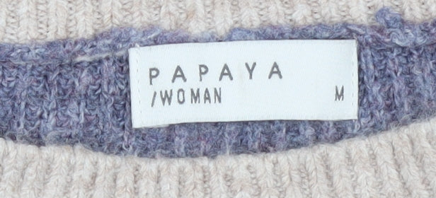 Womens UK Size M Papaya Multicoloured Pullover Jumper