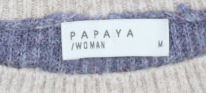 Womens UK Size M Papaya Multicoloured Pullover Jumper