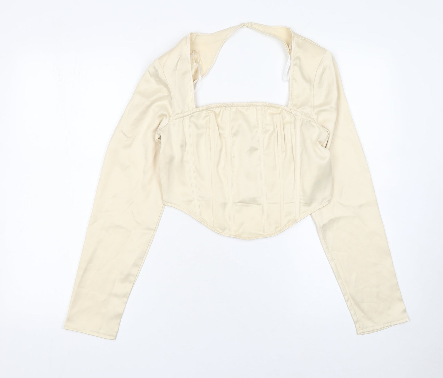 Womens UK Size 10 Missguided Ivory Cropped Blouse