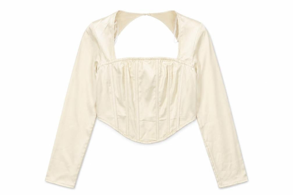 Womens UK Size 10 Missguided Ivory Cropped Blouse