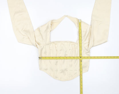 Womens UK Size 10 Missguided Ivory Cropped Blouse