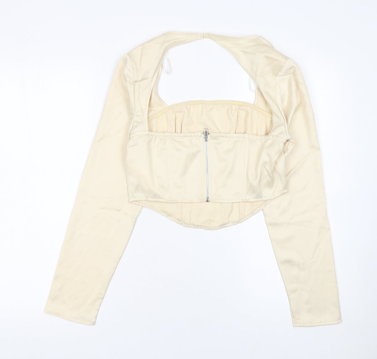 Womens UK Size 10 Missguided Ivory Cropped Blouse