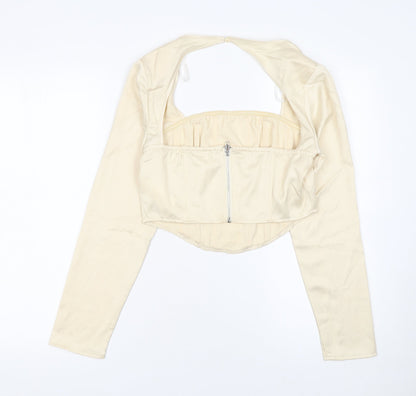 Womens UK Size 10 Missguided Ivory Cropped Blouse