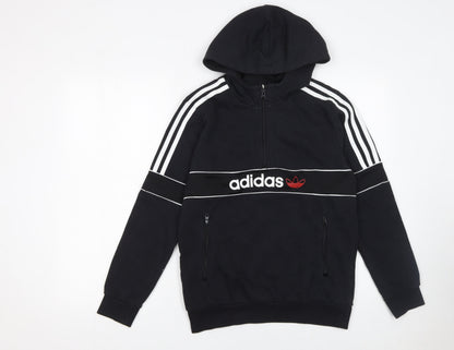 Boys UK Size 13-14 Years adidas Black Half Zip Hoodie