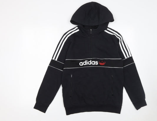 Boys UK Size 13-14 Years adidas Black Half Zip Hoodie