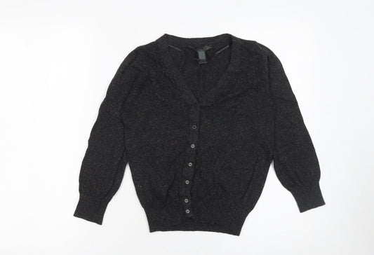 Womens UK Size S Mango Black Cardigan Jumper
