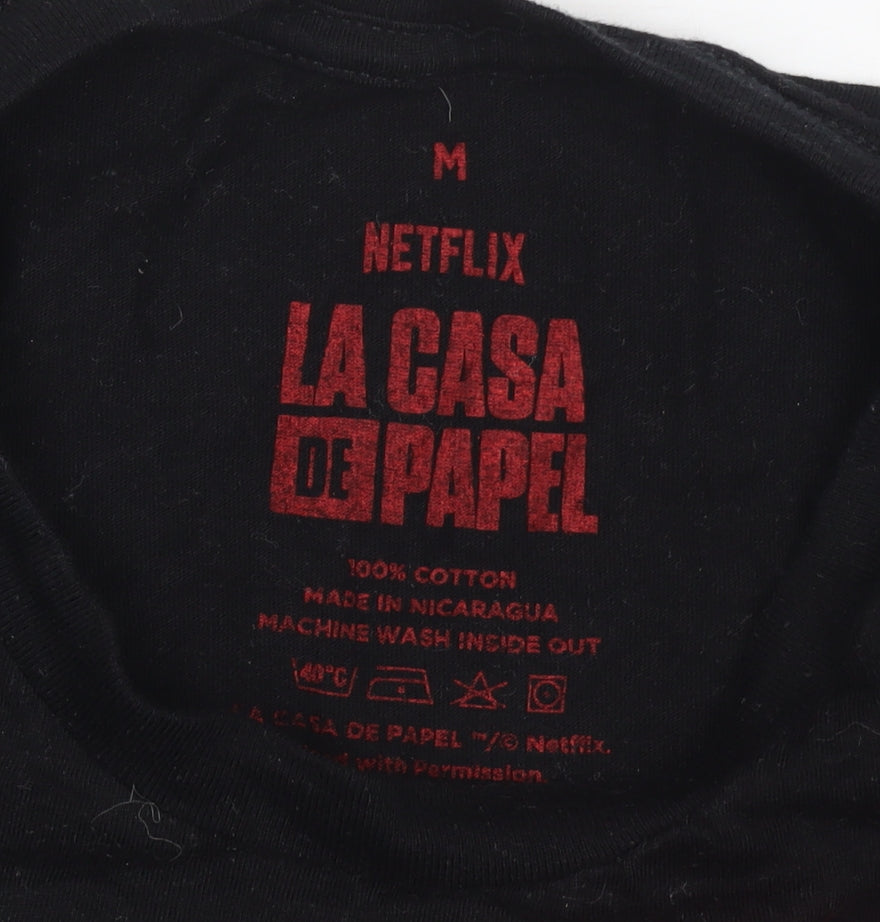 Mens UK Size M Netflix Black  T-Shirt