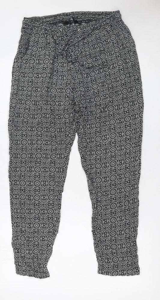 Womens UK Size 12 New Look Relaxed Fit Casual Travel Black Trousers