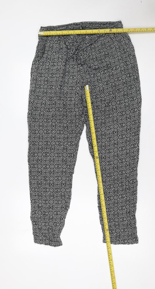 Womens UK Size 12 New Look Relaxed Fit Casual Travel Black Trousers