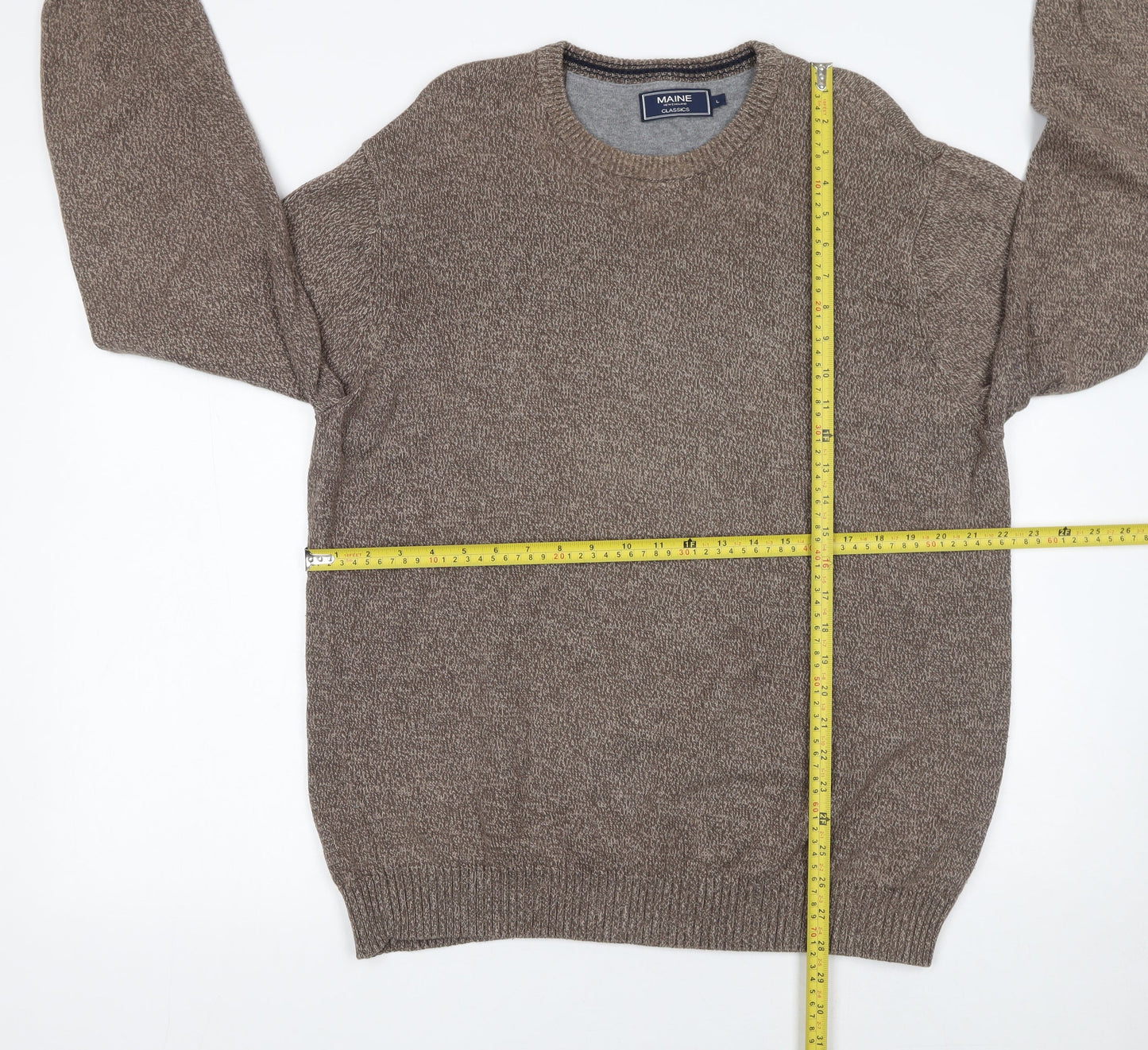 Mens UK Size L Maine New England Brown Pullover Jumper