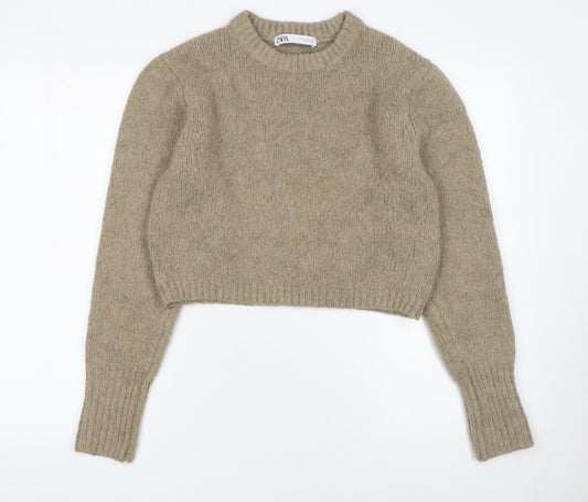 Womens UK Size S Zara Beige Pullover Jumper