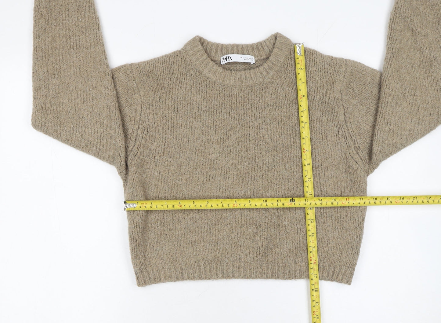 Womens UK Size S Zara Beige Pullover Jumper
