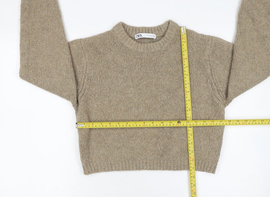 Womens UK Size S Zara Beige Pullover Jumper
